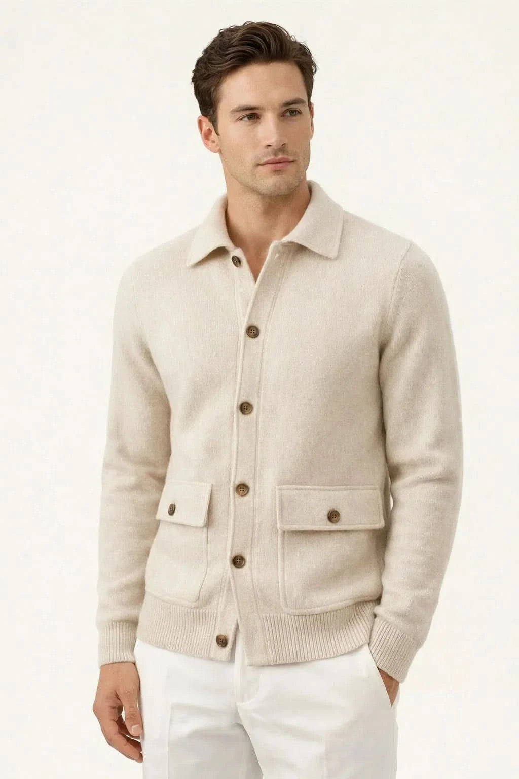 Calogero Cashmere Cardigan Ivory