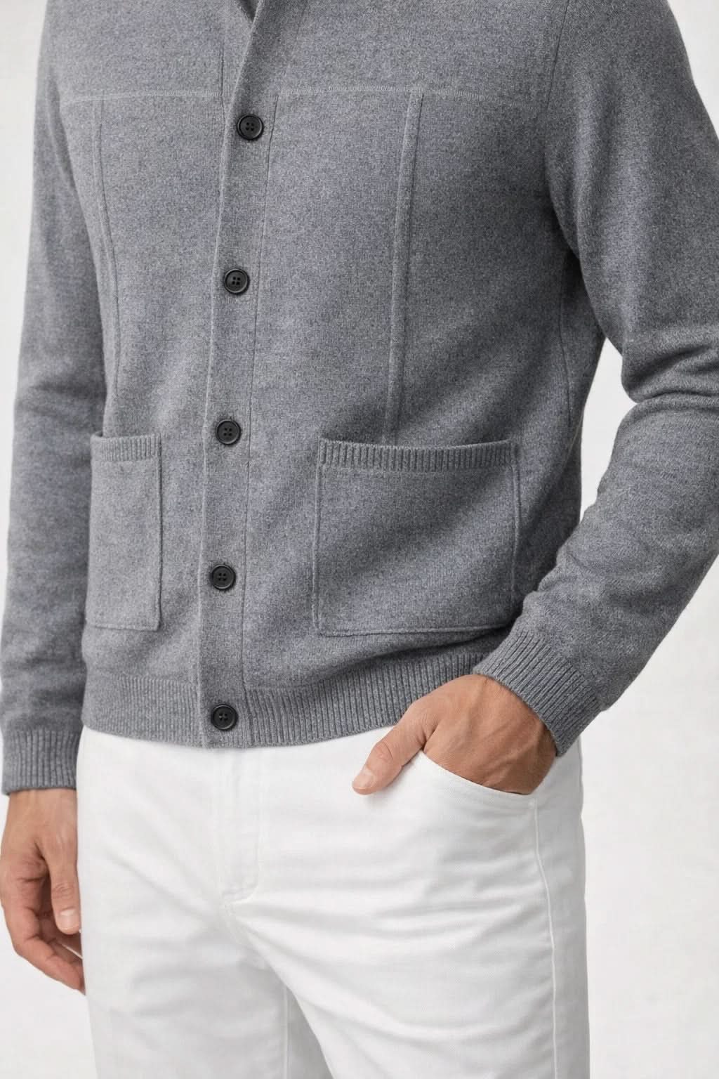 Valero Cashmere Cardigan Grey