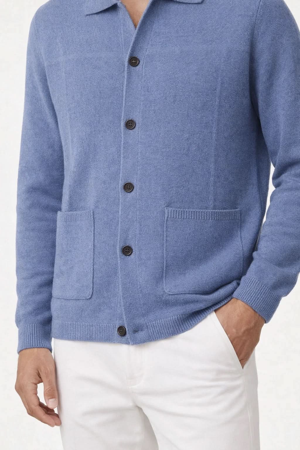 Valero Cashmere Cardigan Blue