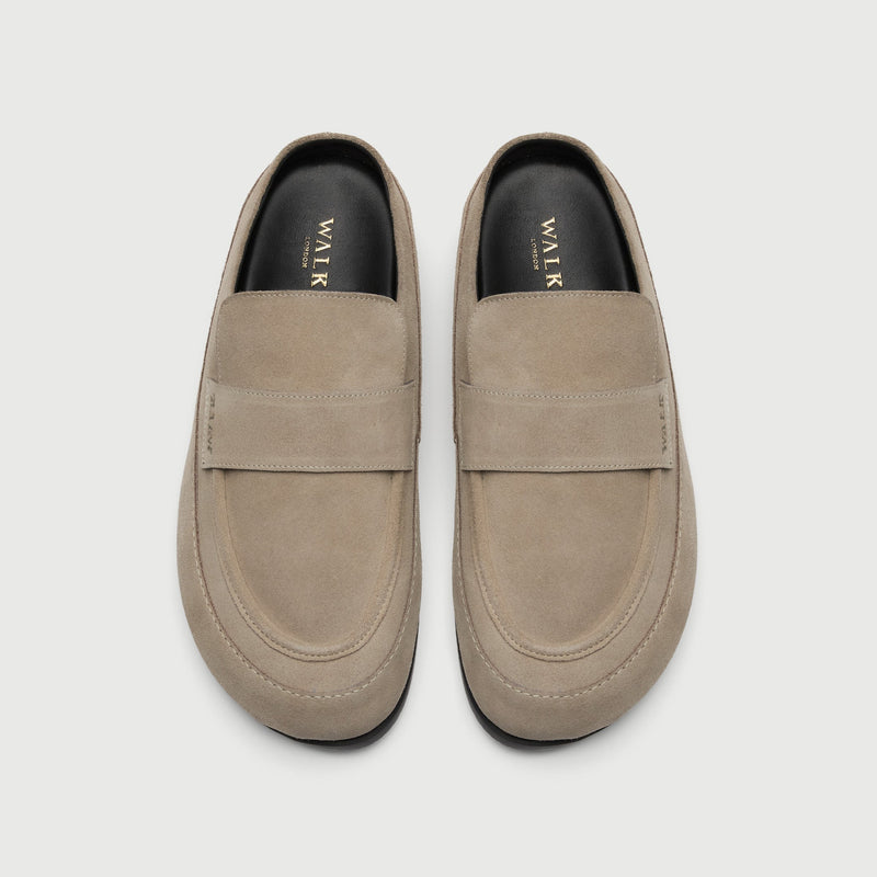 Stone Suède Loafer Mule