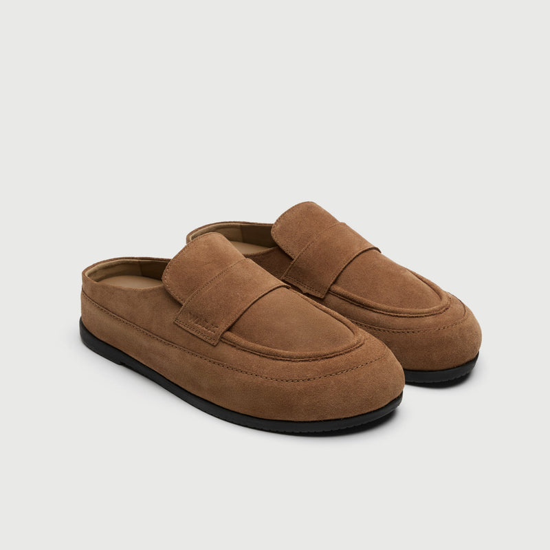 Tan Suède Loafer Mule