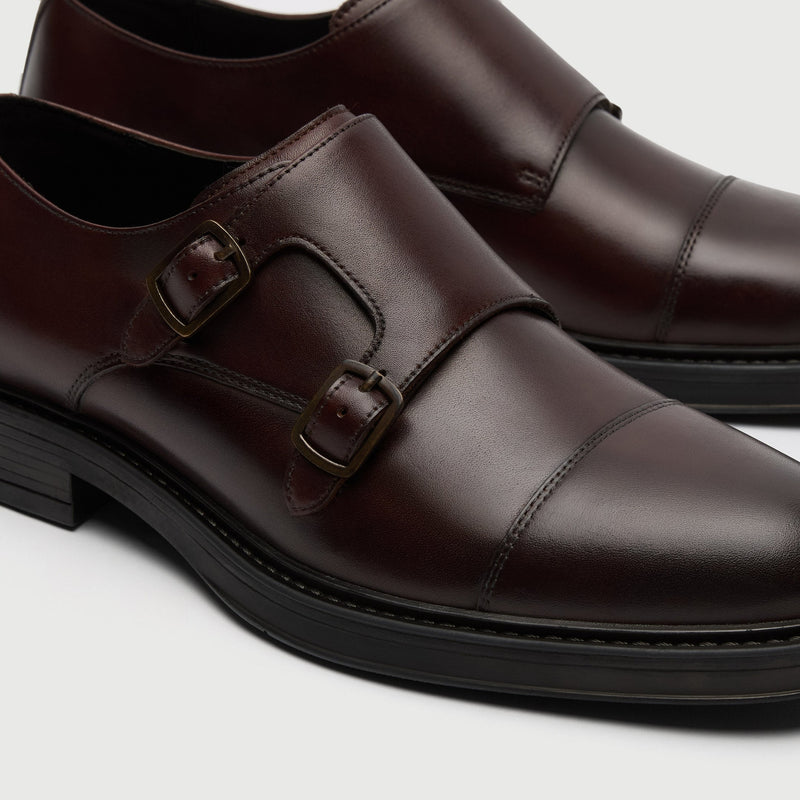 Brown Leather Double Monk Shoe