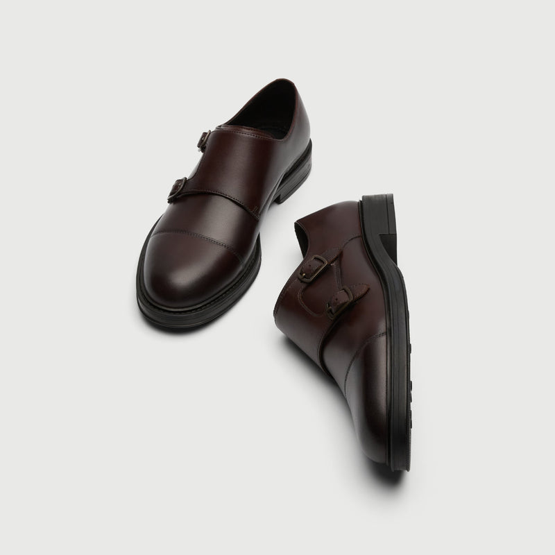 Brown Leather Double Monk Shoe