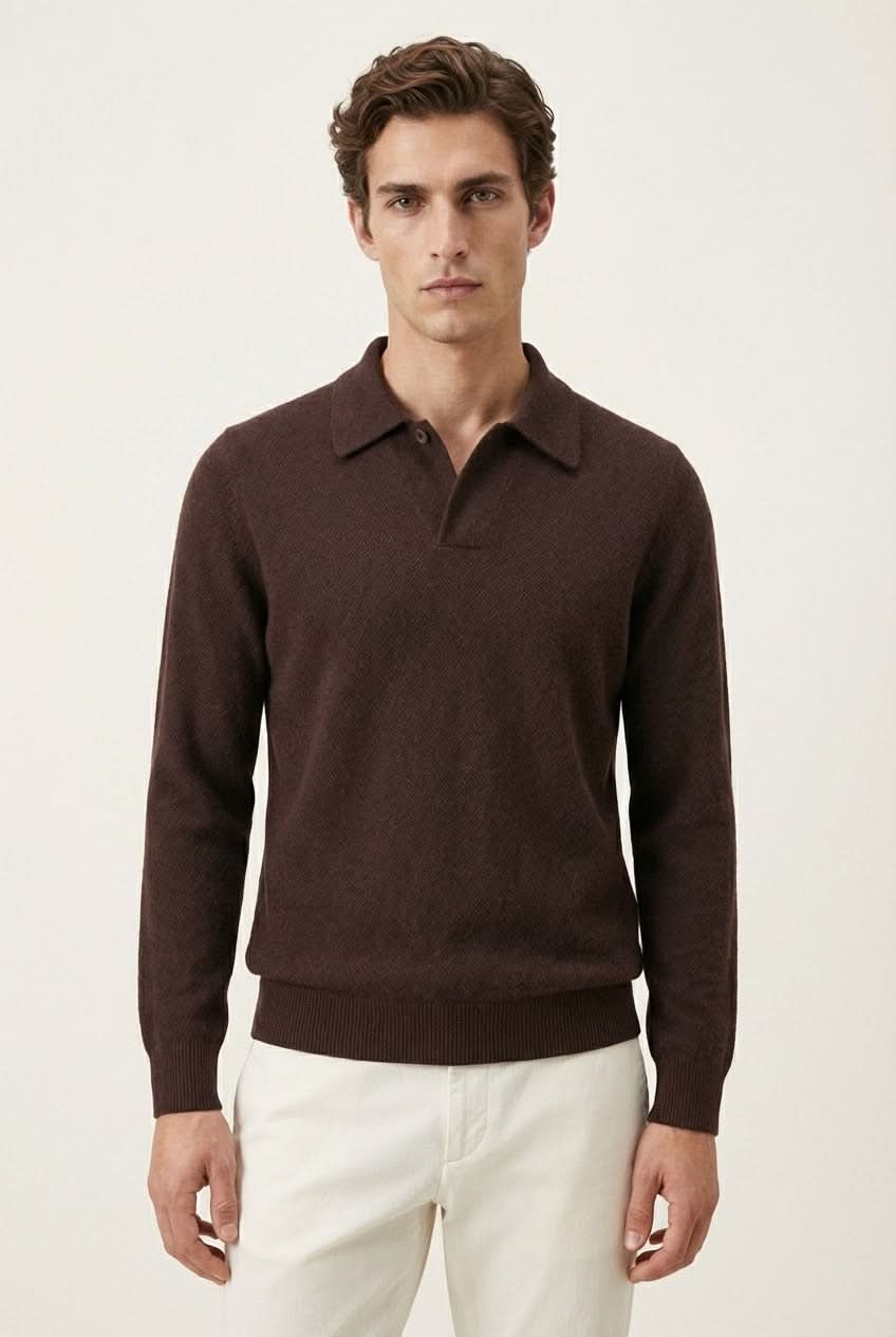 Ario Long Sleeve Polo Maroon