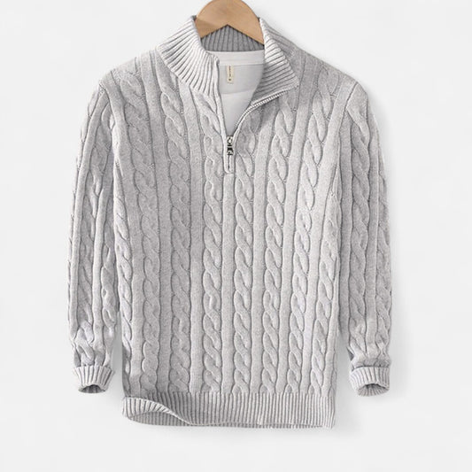The Gentleman's Brand | Verbier Half Zip – Men's Half Zip Jumper, Cable Knit Pullover, Zip Neck Sweater, Wool Knitwear