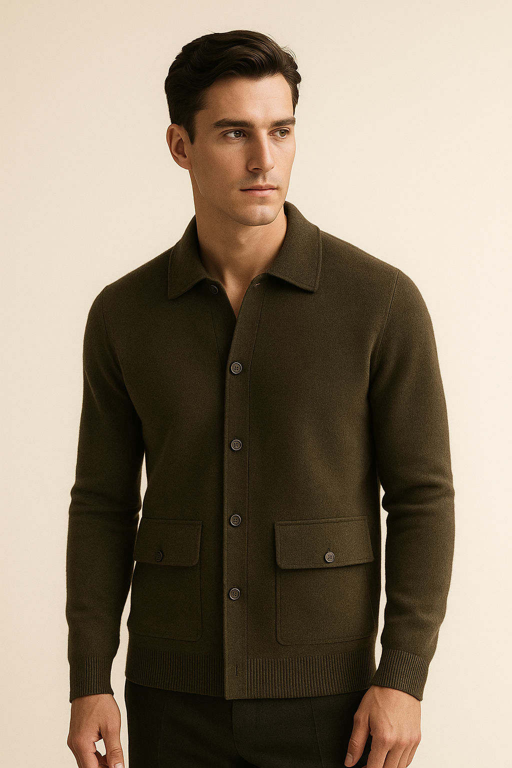 Vicenza Cashmere Cardigan Olive Green