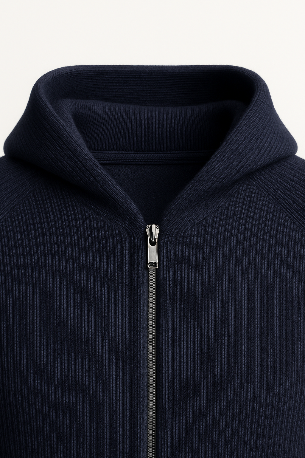 SIRO NAVY CABLE KNIT HOODIE