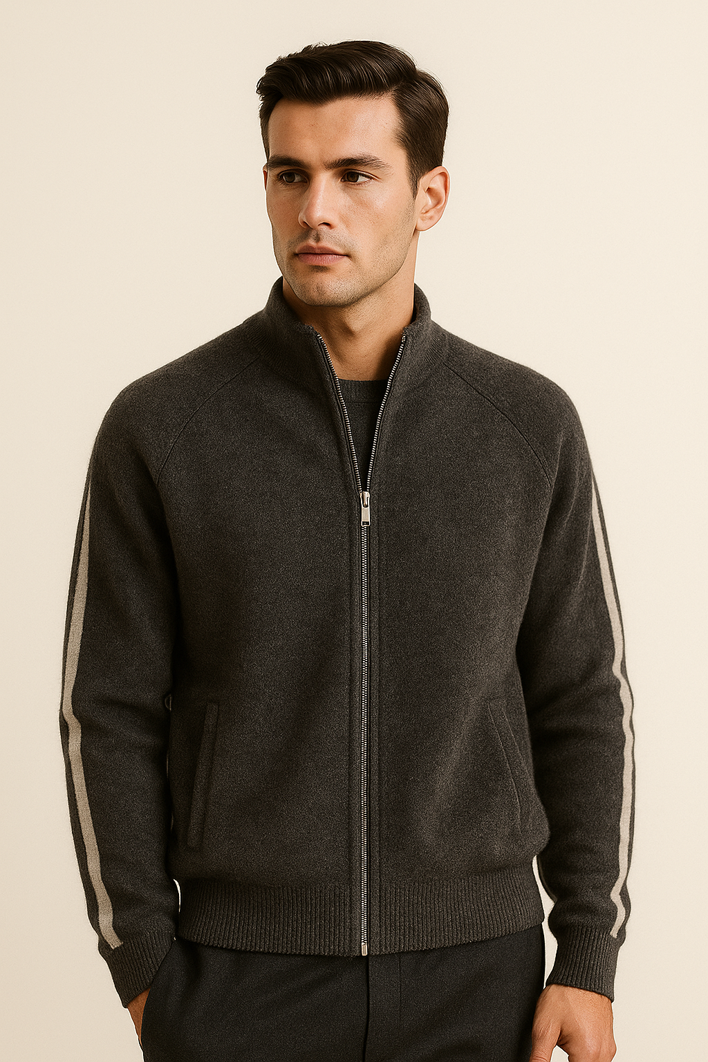 Emiral Cashmere Zip Knit Dark Grey