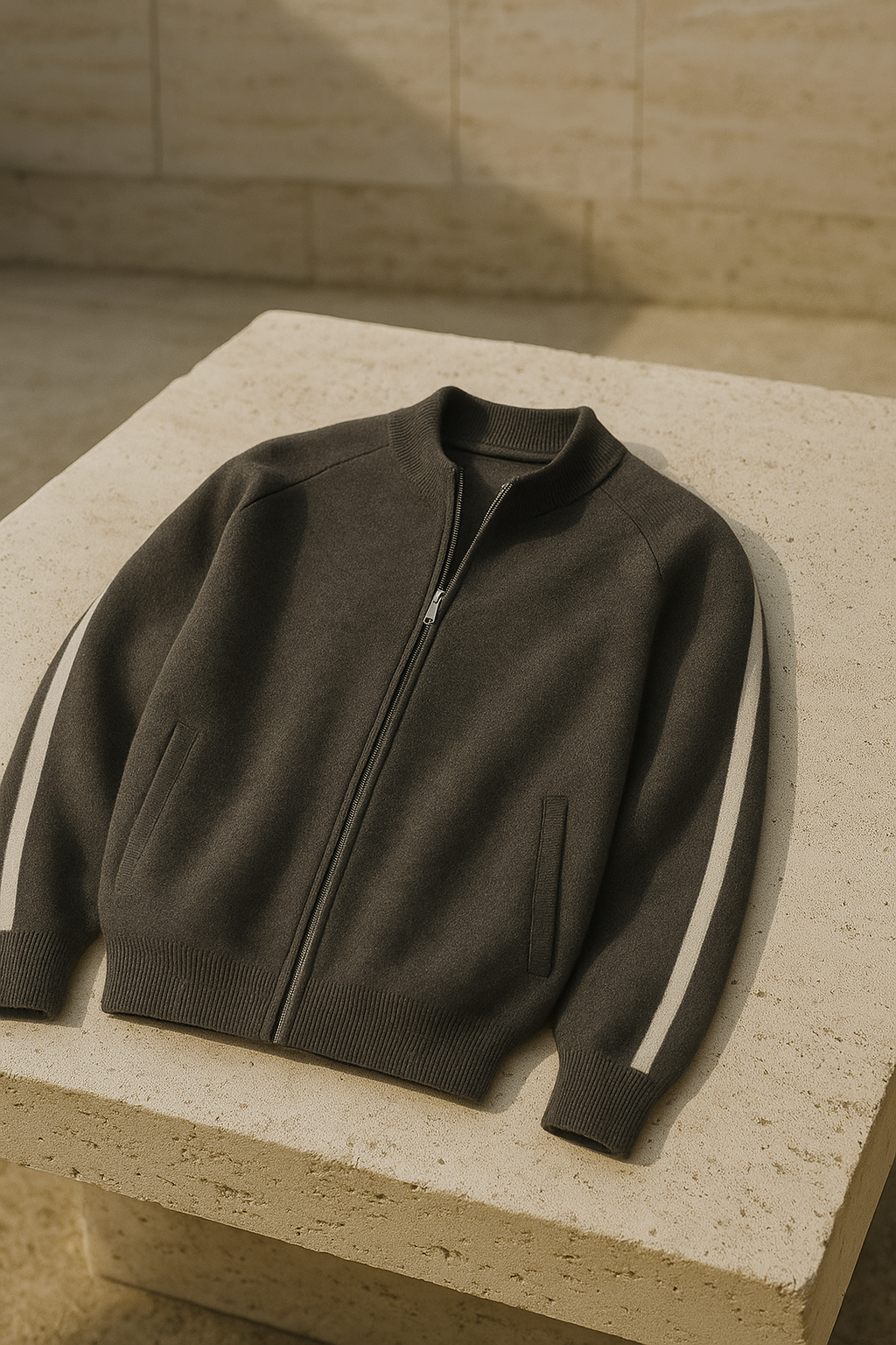 Emiral Cashmere Zip Knit Dark Grey