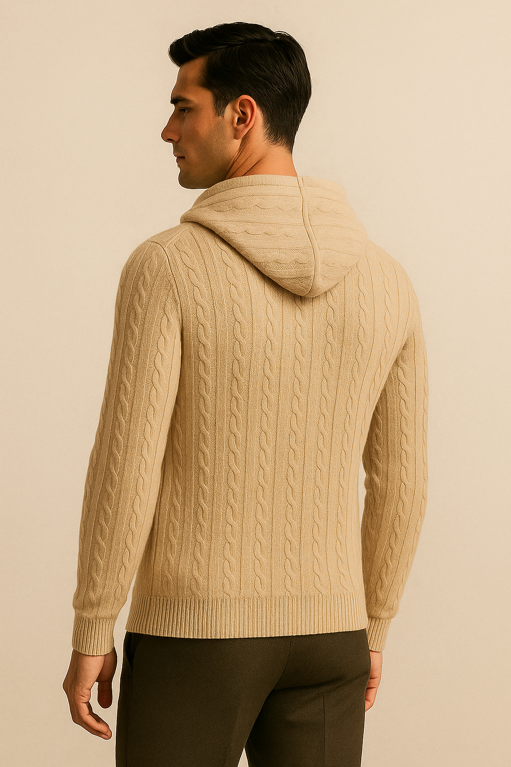 Georgio Hooded Cable Knit Beige