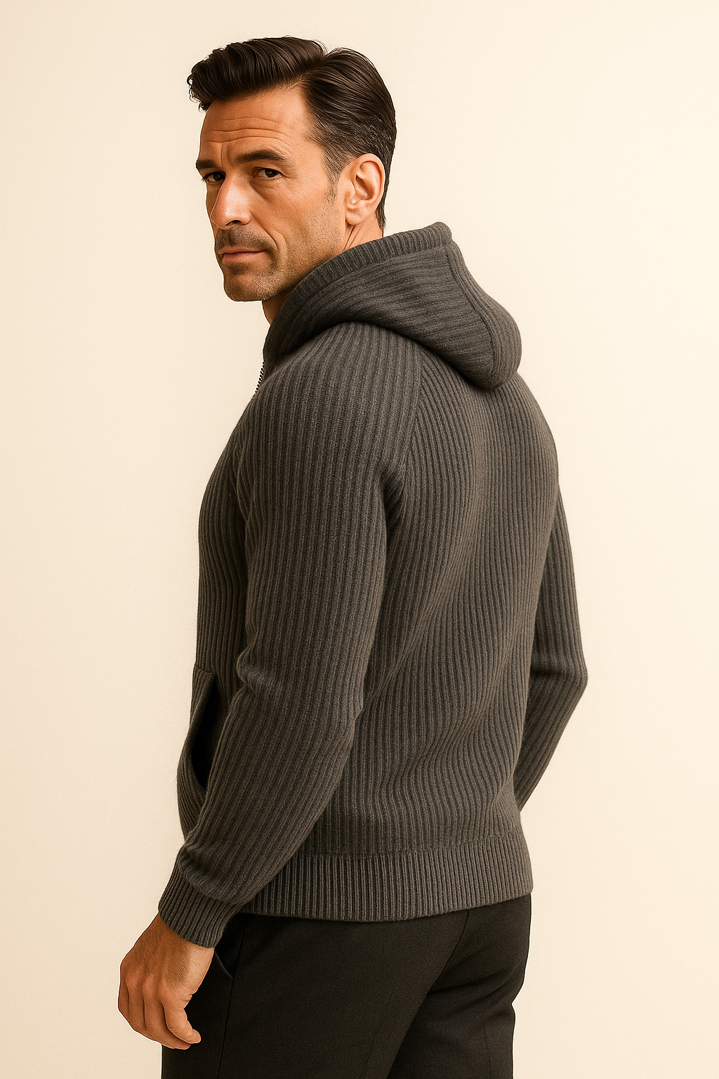 Georgio Hooded Knit Dark grey