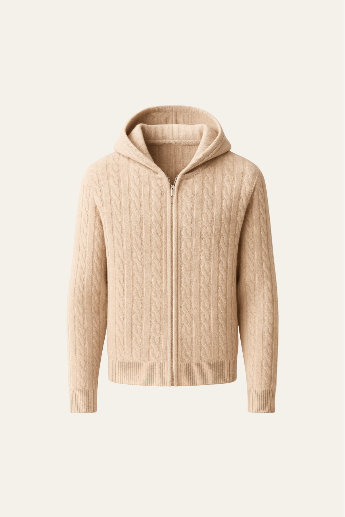Georgio Hooded Cable Knit Beige