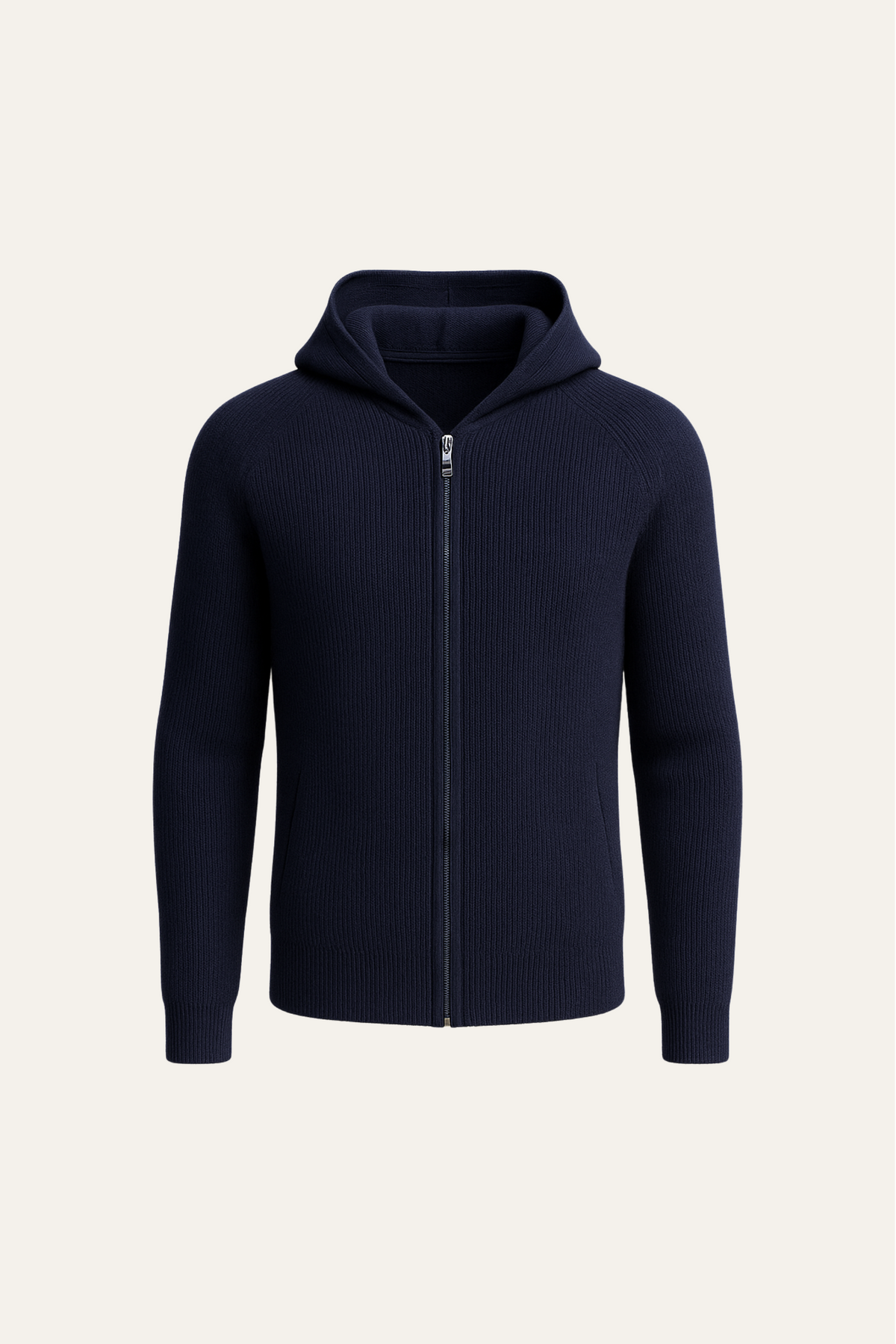 SIRO NAVY CABLE KNIT HOODIE