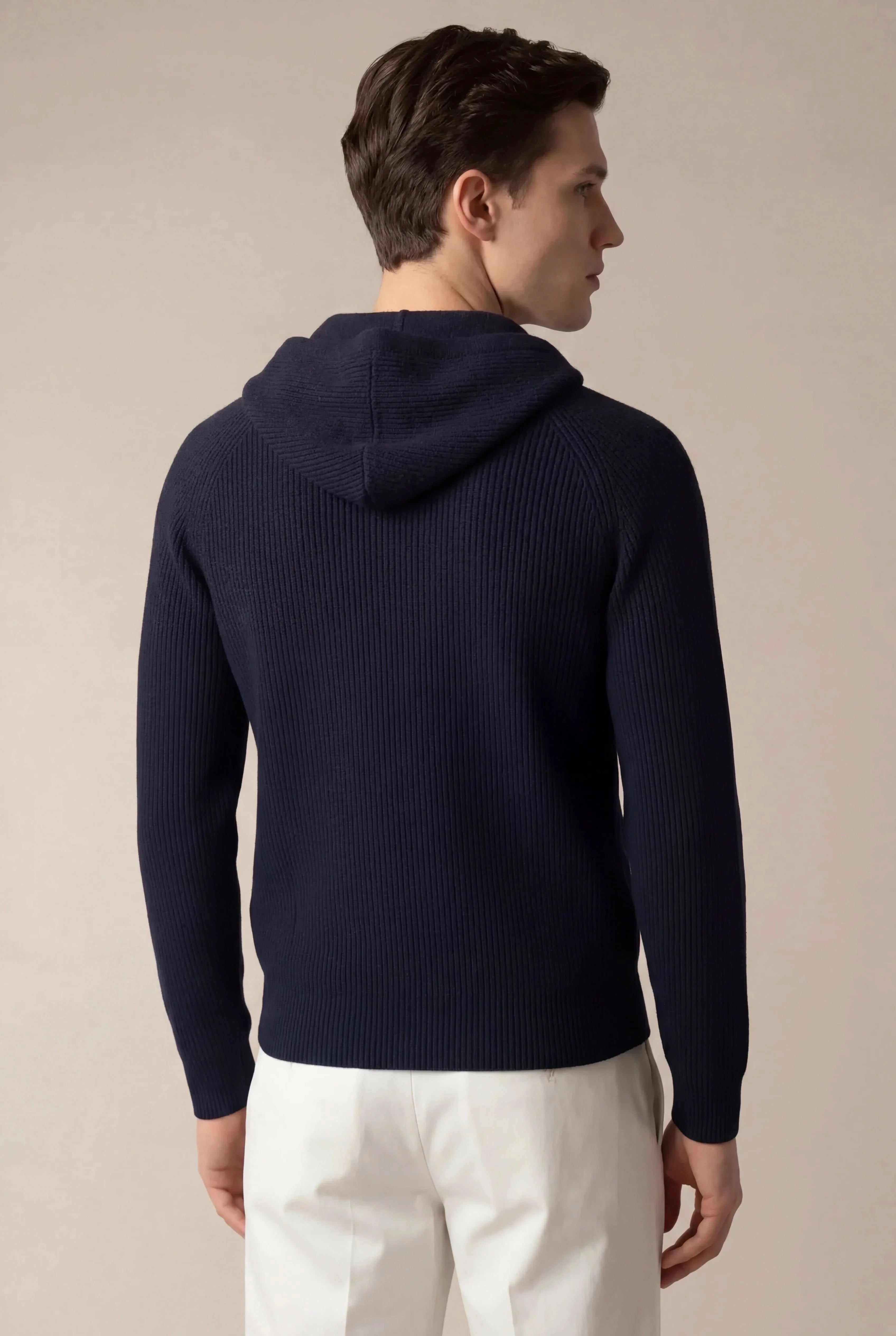 SIRO NAVY CABLE KNIT HOODIE