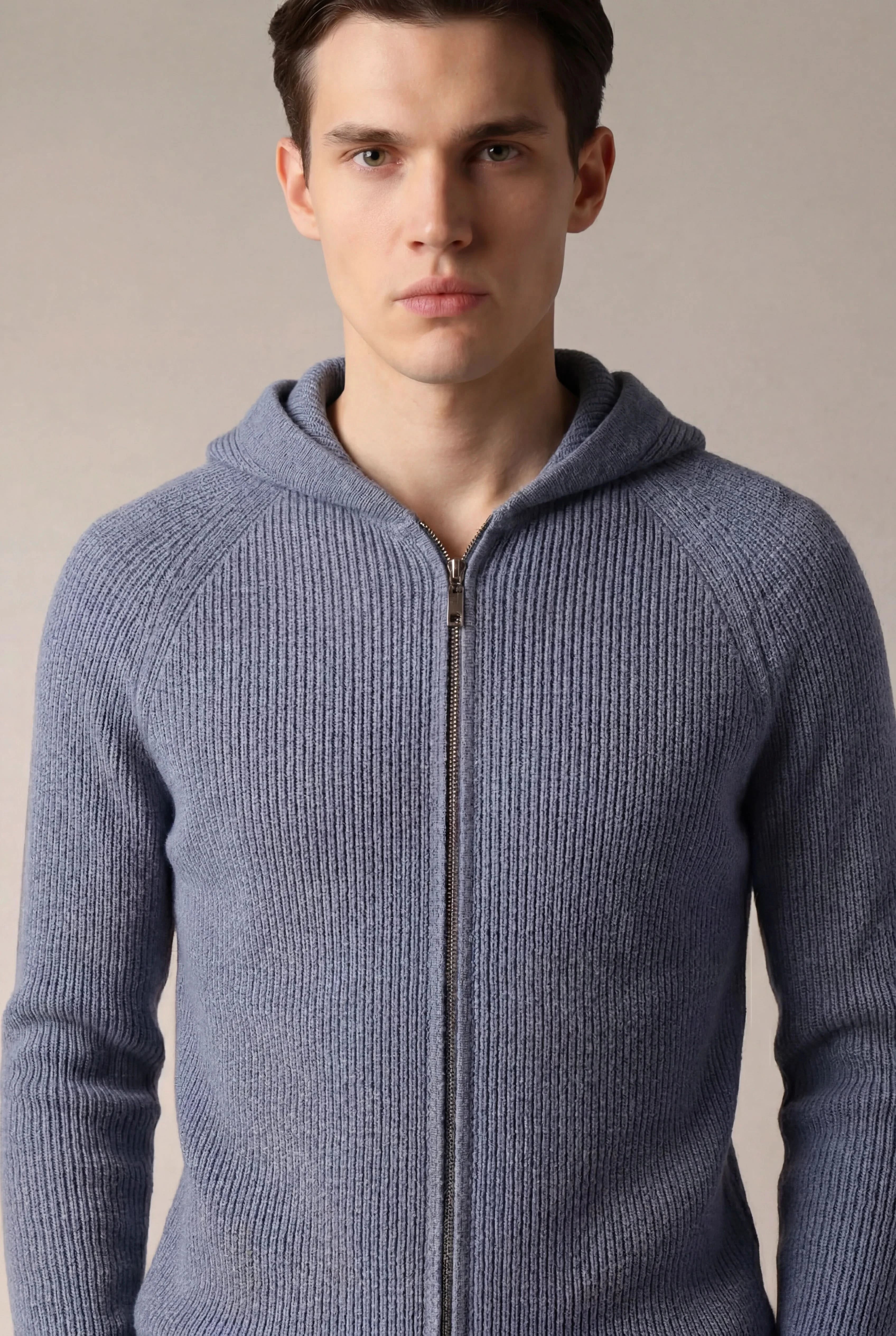 Siro Light Blue Cable Knit Hoodie