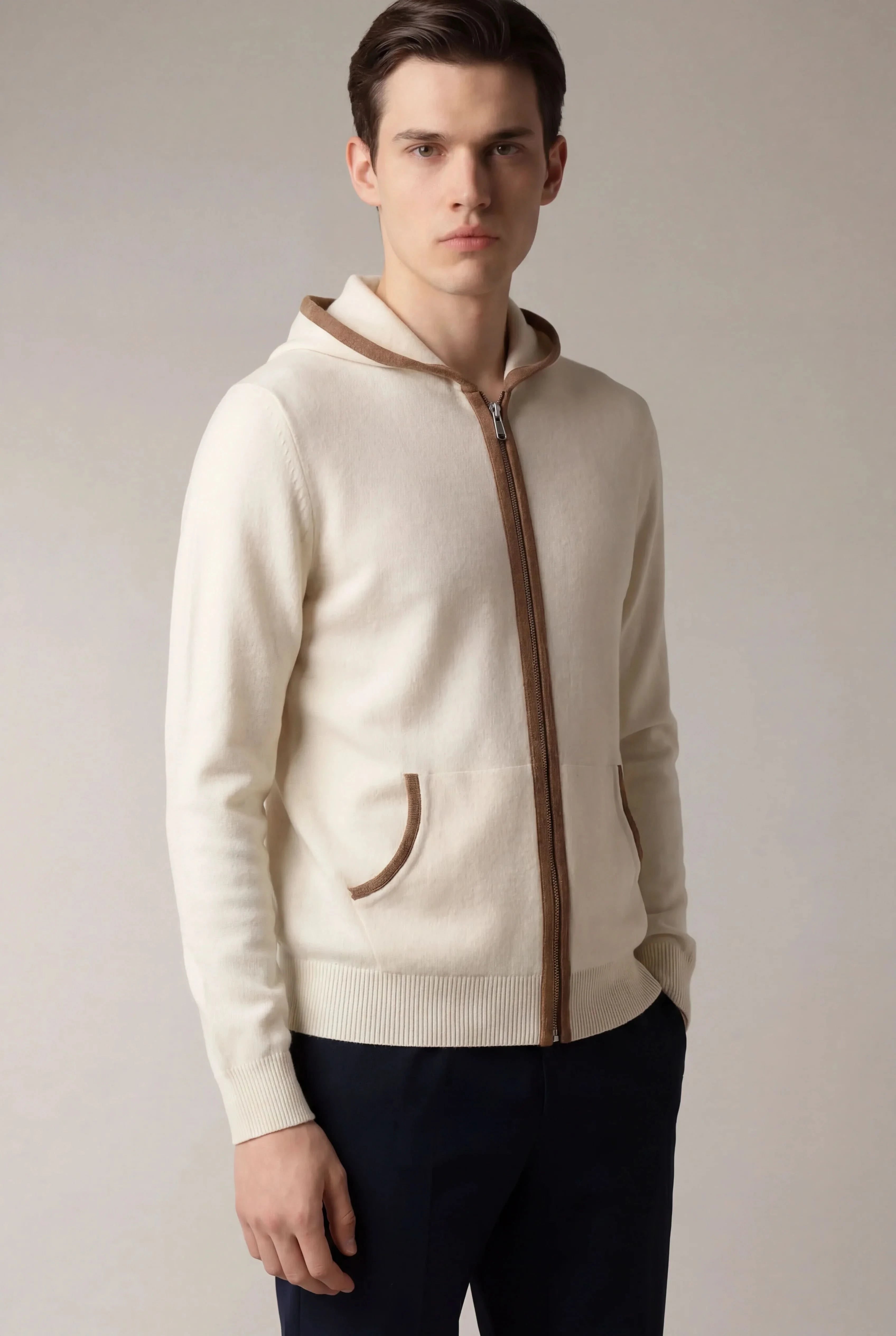SANTONI CLASSIC HOODIE CREAM