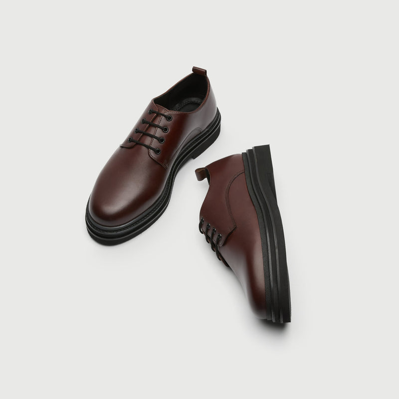 Brown Leather Chunky Derby Shoe