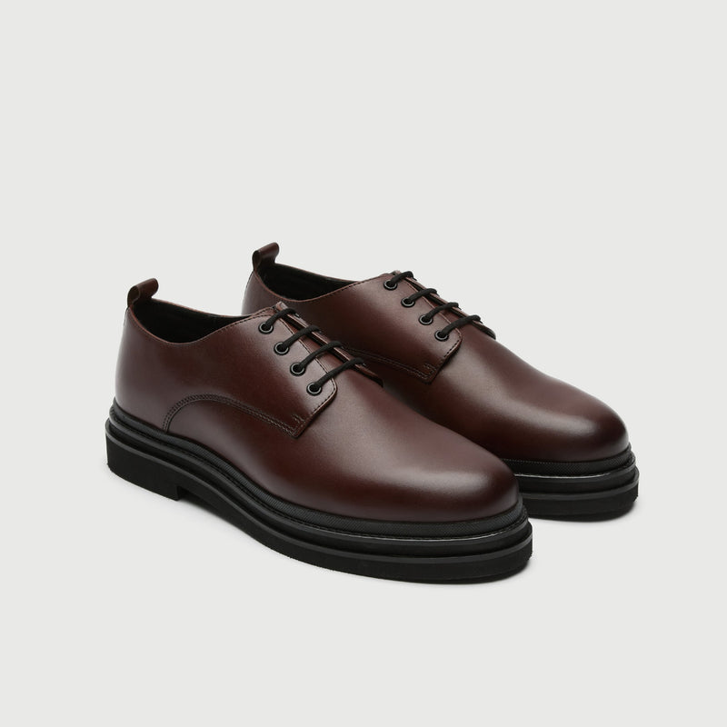 Brown Leather Chunky Derby Shoe