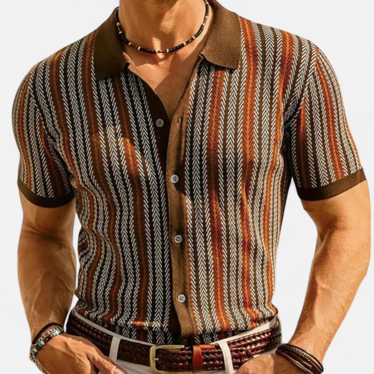 The Gentleman’s Brand | Striped Soft Knit Polo Shirt – Subtle Texture, Relaxed Precision