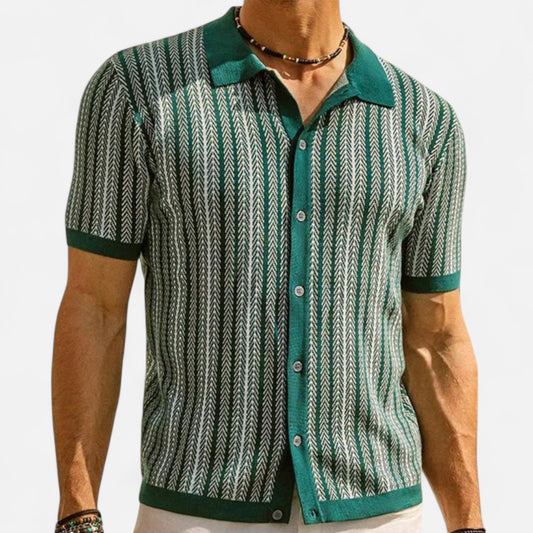 The Gentleman’s Brand | Striped Soft Knit Polo Shirt – Subtle Texture, Relaxed Precision