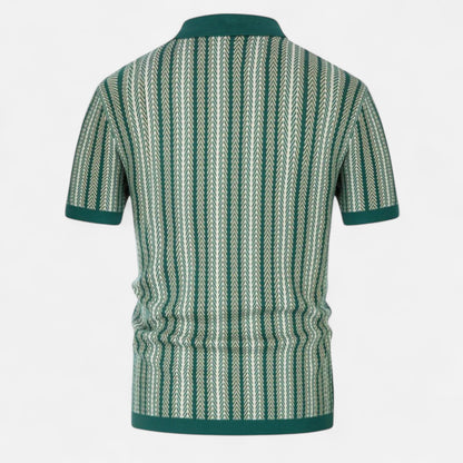 The Gentleman’s Brand | Striped Soft Knit Polo Shirt – Subtle Texture, Relaxed Precision