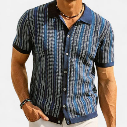 The Gentleman’s Brand | Striped Soft Knit Polo Shirt – Subtle Texture, Relaxed Precision