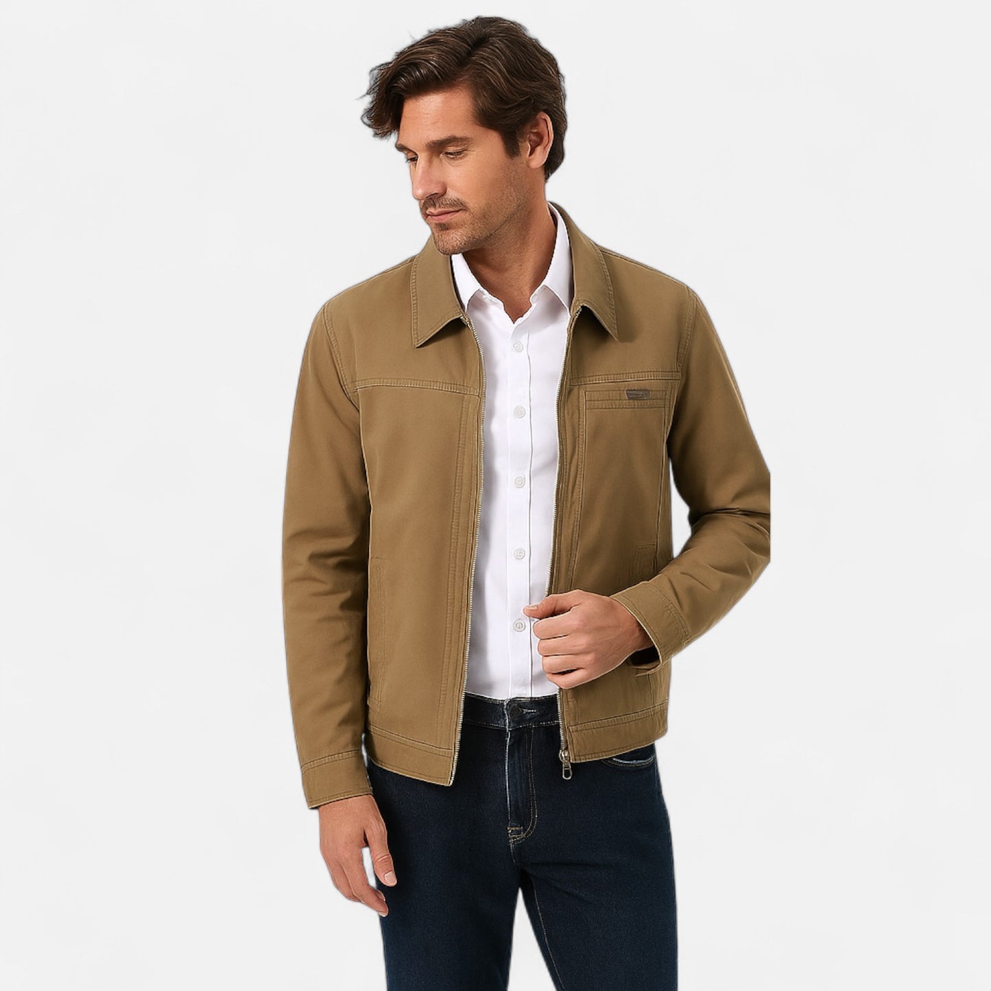 The Gentleman’s Brand | Fairford Harrington Jacket – Men’s Lightweight Cotton Zip Jacket with Point Collar