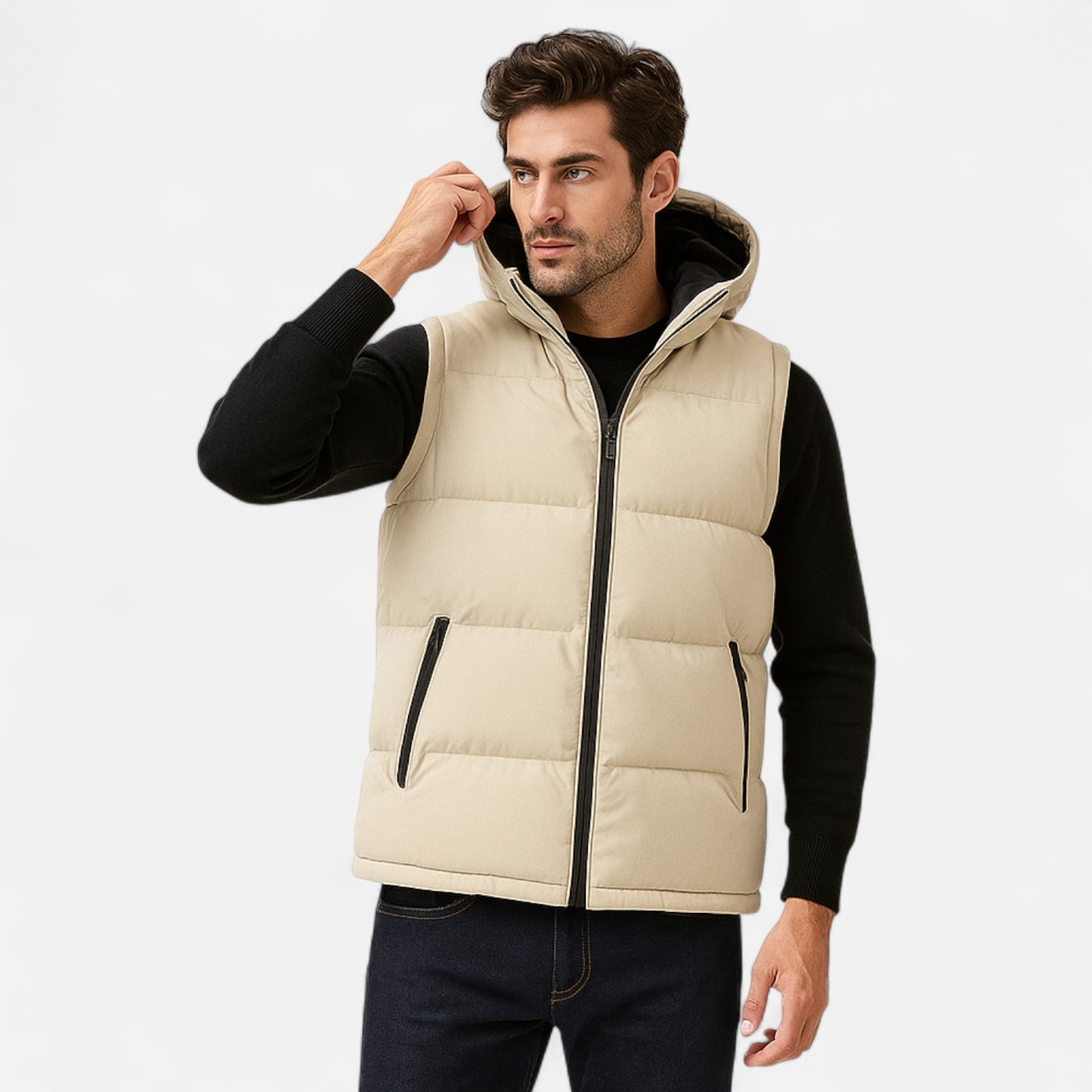 The Gentleman’s Brand | Hooded Colour‑Block Puffer Vest – Men’s Lightweight Insulated Gilet with Zip Front & Adjustable Hood
