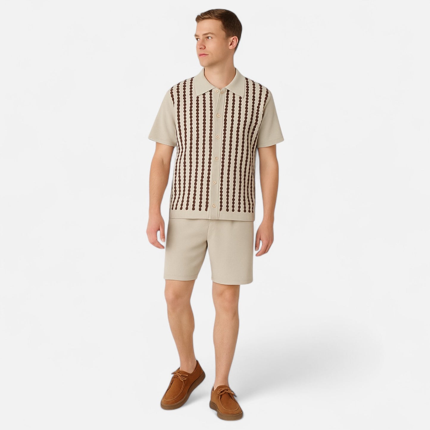 The Gentleman's Brand | Men's Retro Knit Polo & Shorts Set | Lightweight Textured Co-ord | Summer Casualwear
