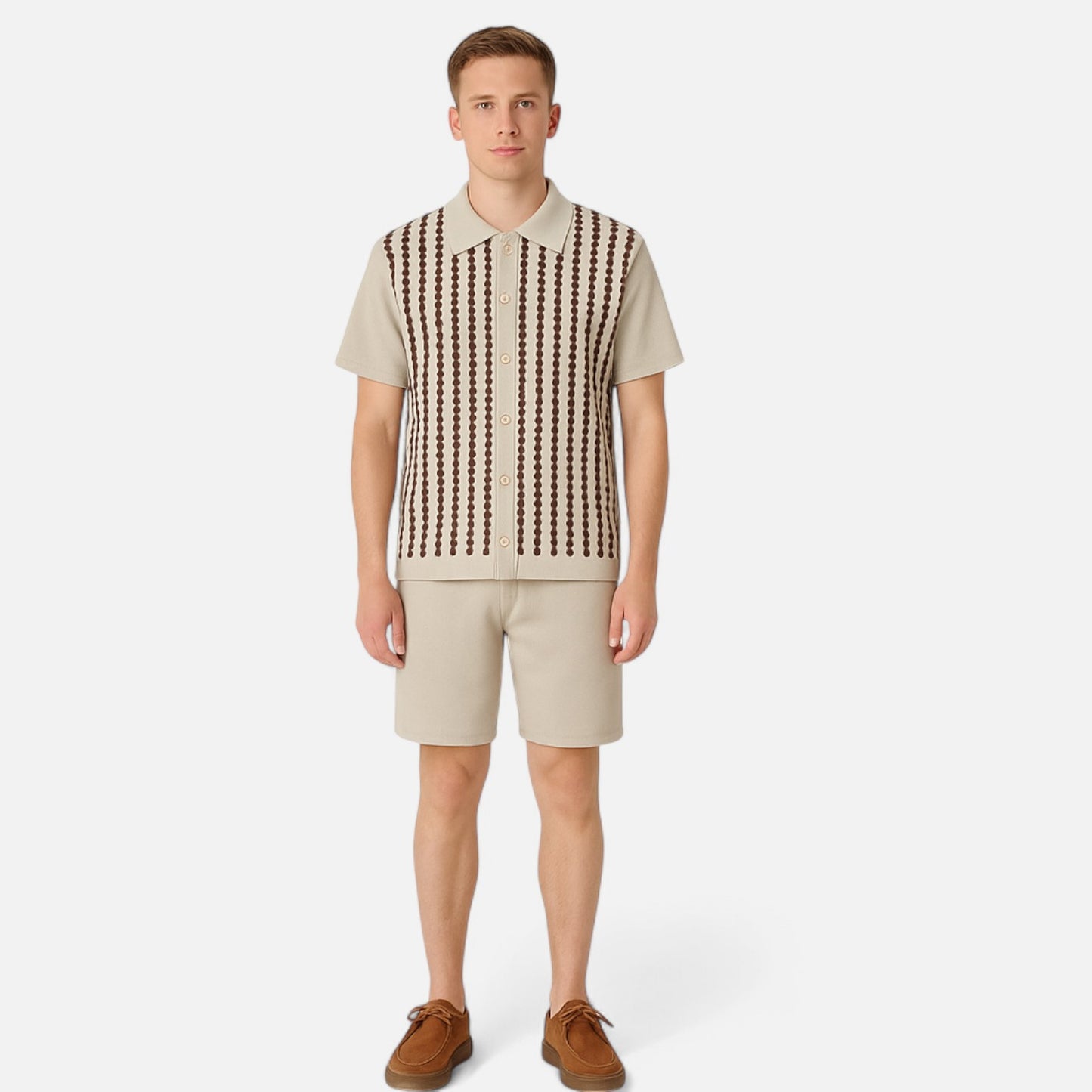 The Gentleman's Brand | Men's Retro Knit Polo & Shorts Set | Lightweight Textured Co-ord | Summer Casualwear