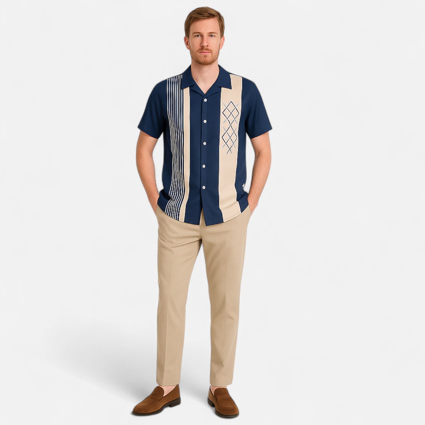 The Gentleman’s Brand I Jacquard Shirt – Men's Smart Casual Shirt, Tailored Cotton, Long Sleeve Button-Up, Slim Fit