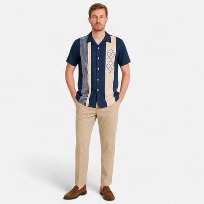 The Gentleman’s Brand I Jacquard Shirt – Men's Smart Casual Shirt, Tailored Cotton, Long Sleeve Button-Up, Slim Fit