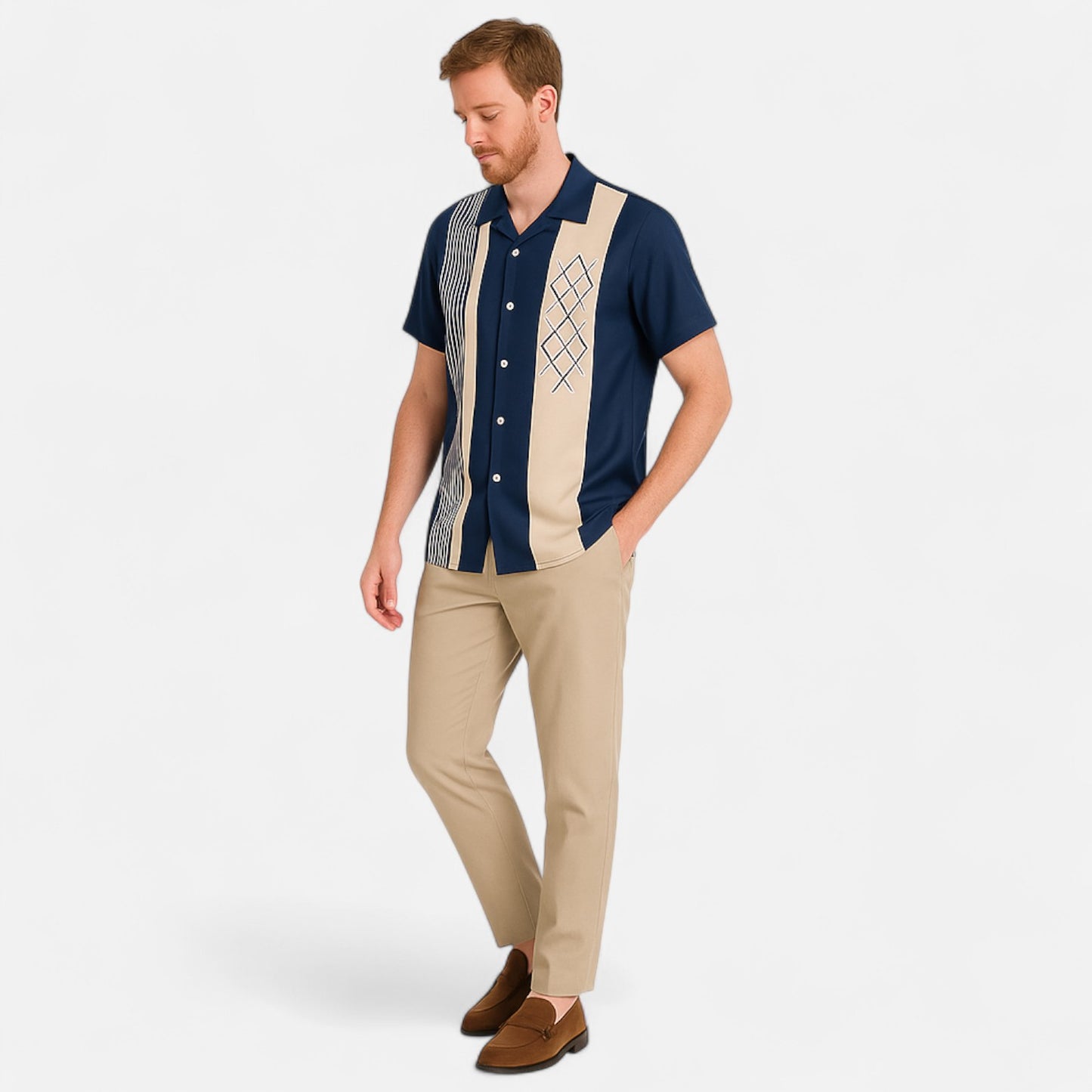 The Gentleman’s Brand I Jacquard Shirt – Men's Smart Casual Shirt, Tailored Cotton, Long Sleeve Button-Up, Slim Fit