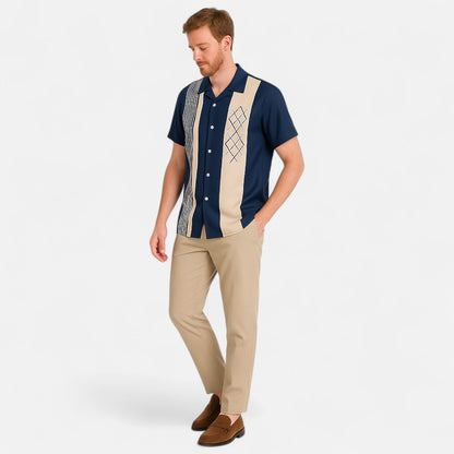 The Gentleman’s Brand I Jacquard Shirt – Men's Smart Casual Shirt, Tailored Cotton, Long Sleeve Button-Up, Slim Fit
