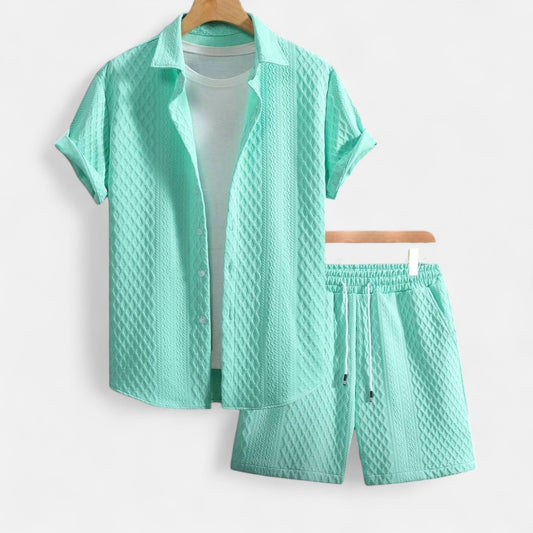 The Gentleman’s Brand | Emerson Drawstring Shorts Shirt Set – Men's Summer Outfit Co-ord – Relaxed Structure, Seasonal Versatility