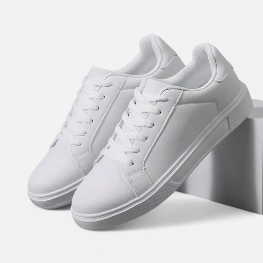 The Gentleman’s Brand | White Low-Top Sneaker – Men’s Minimalist PU Leather Lace-Up for Everyday Casual Wear