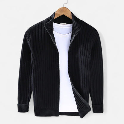 The Gentleman’s Brand | Men’s Cable Knit Jacket – Wool Blend in Navy, Grey, Black or Beige, Modern Fit Winter Layer