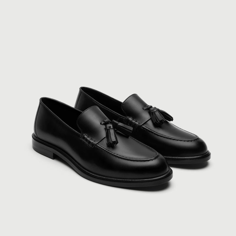 Black Leather Tassel Loafer