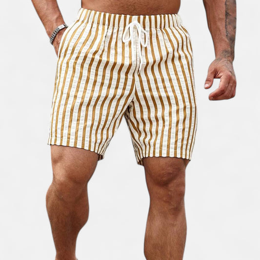 The Gentleman’s Brand | Men’s Striped Drawstring Casual Shorts – Lightweight Cotton Blend with Elastic Waist & Side Pockets