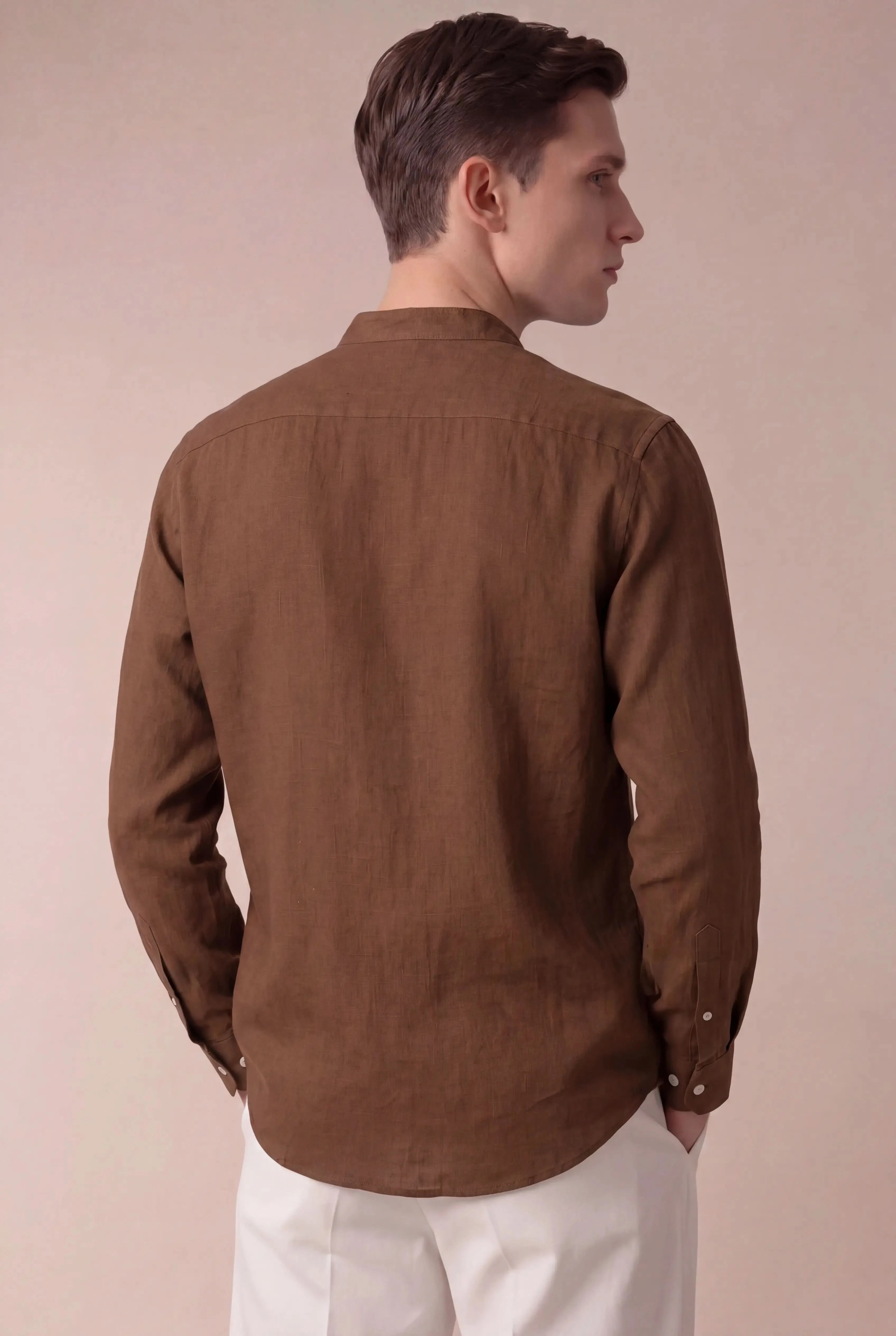 Grenilo Mandarin Shirt Brown