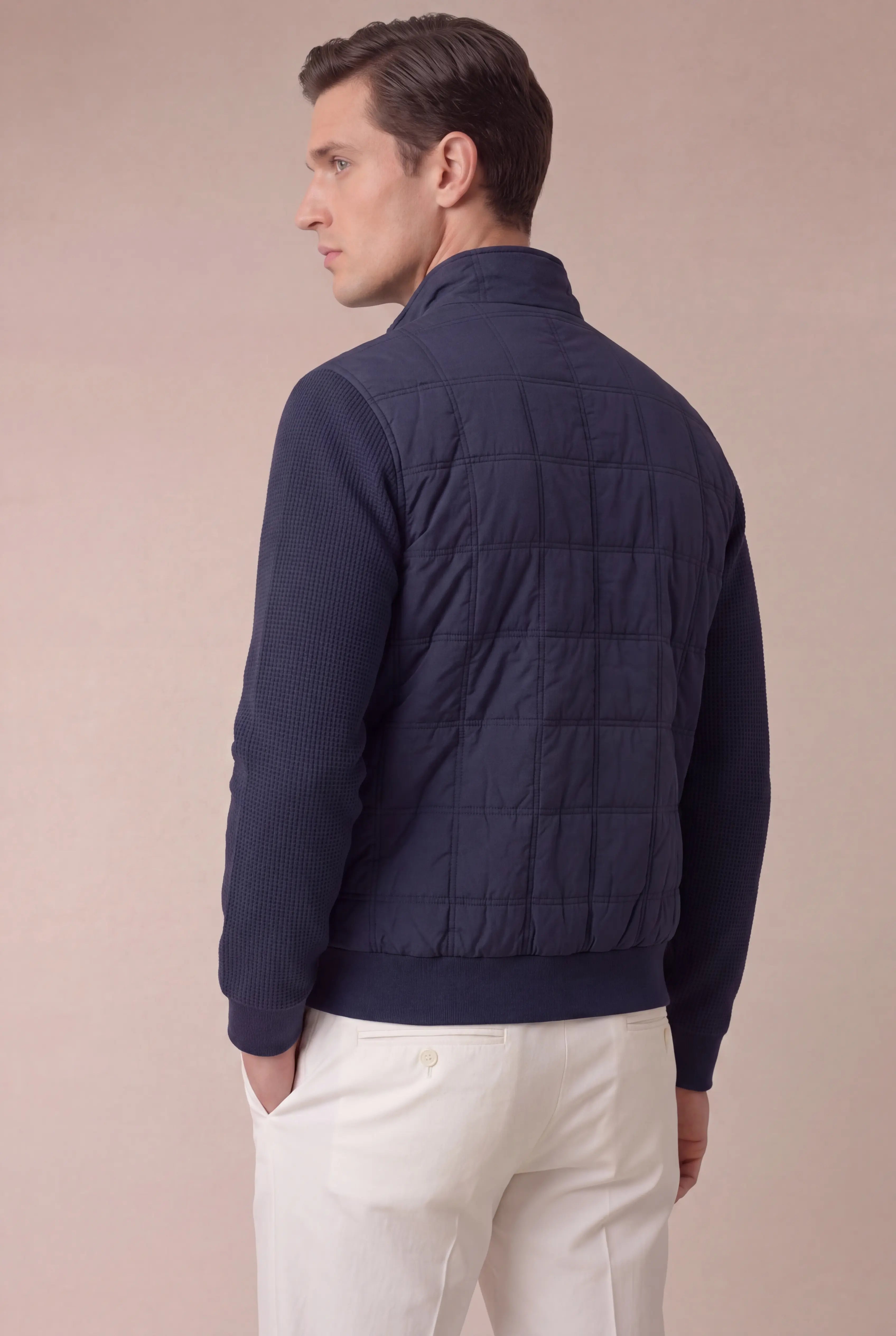 Grendaro Quilted Knit Jacket Navy