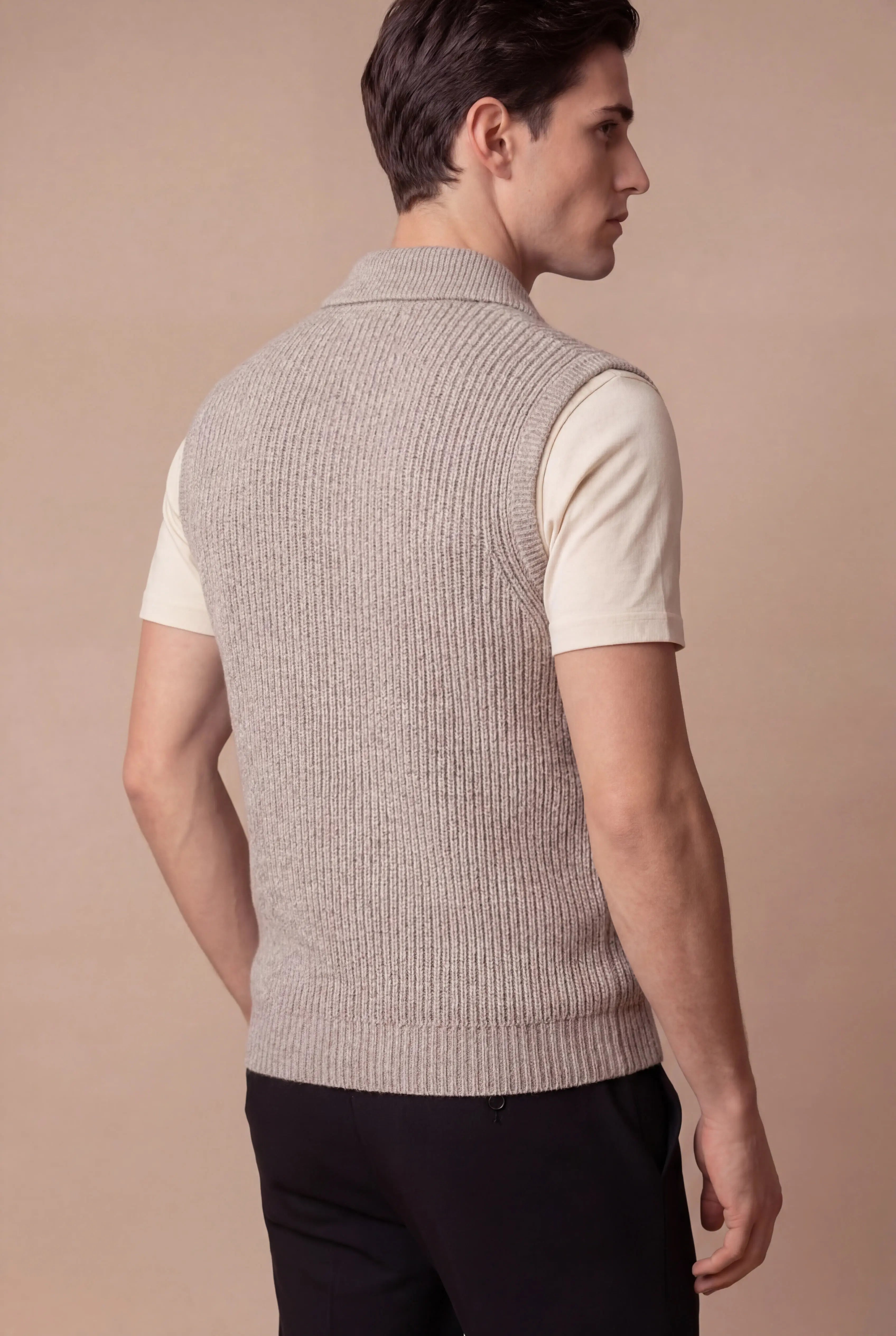 Grendaro Merino Knit Vest Oatmeal