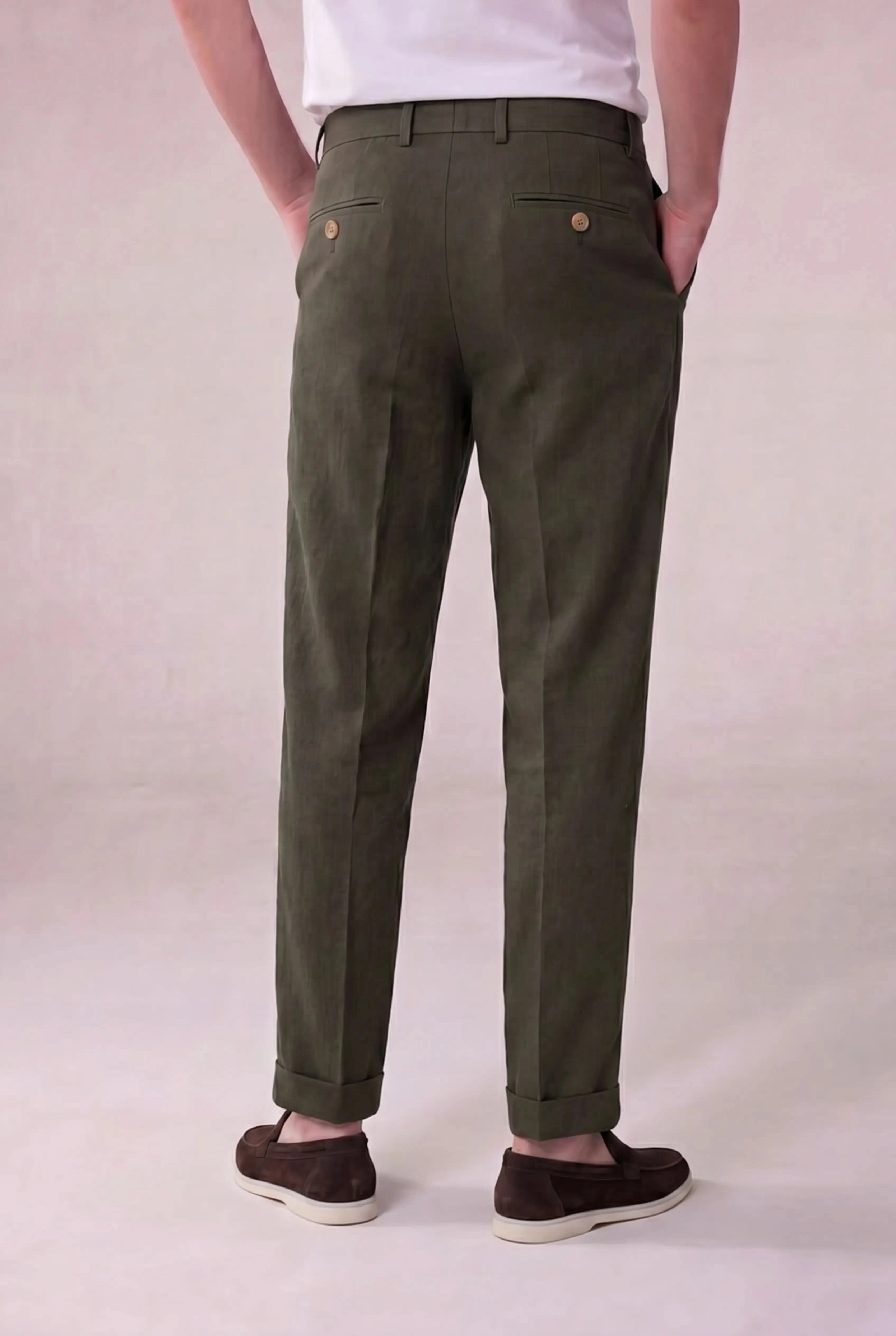 Brescino Pleated Trousers Olive