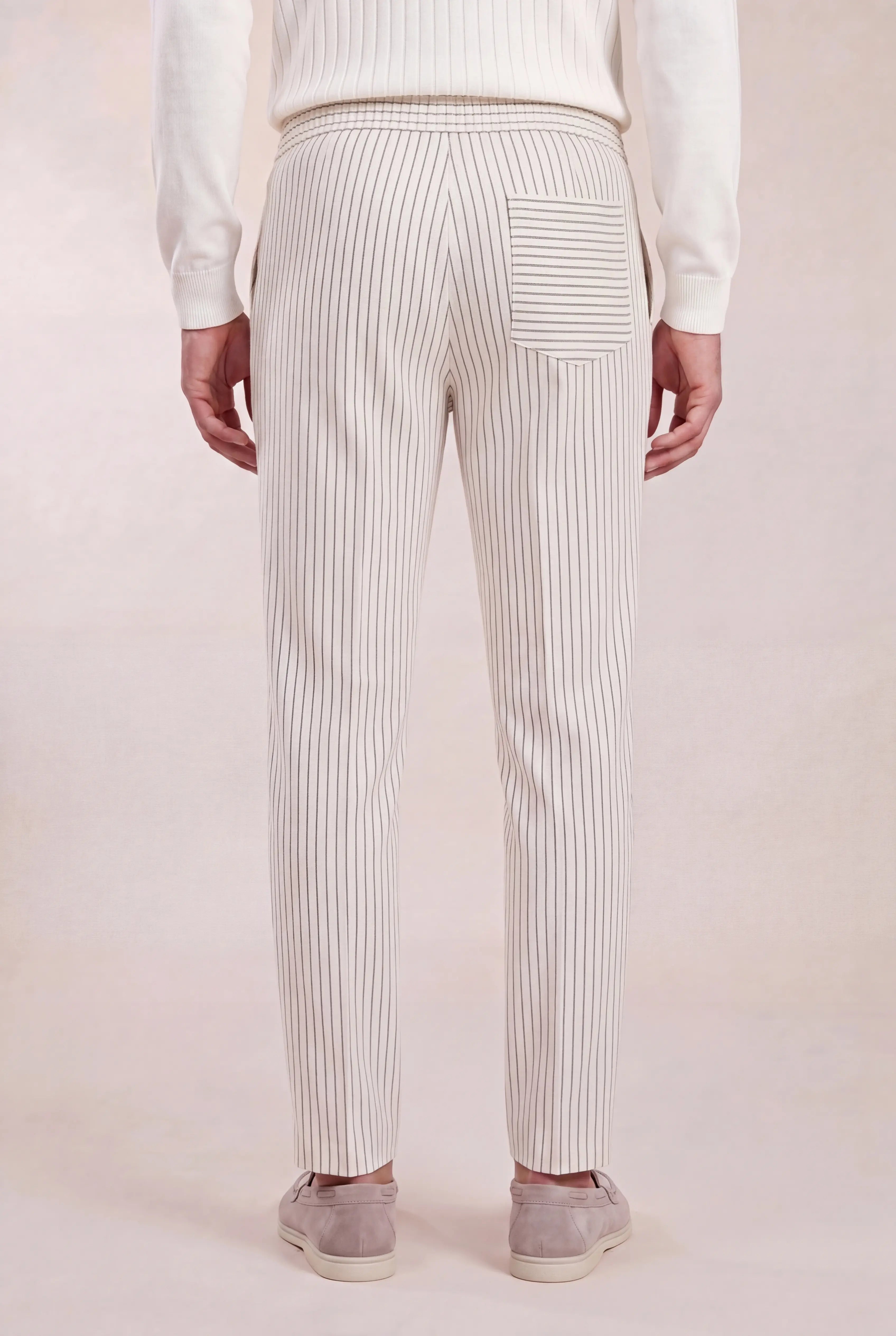 Nervino Striped Linen Trousers Beige