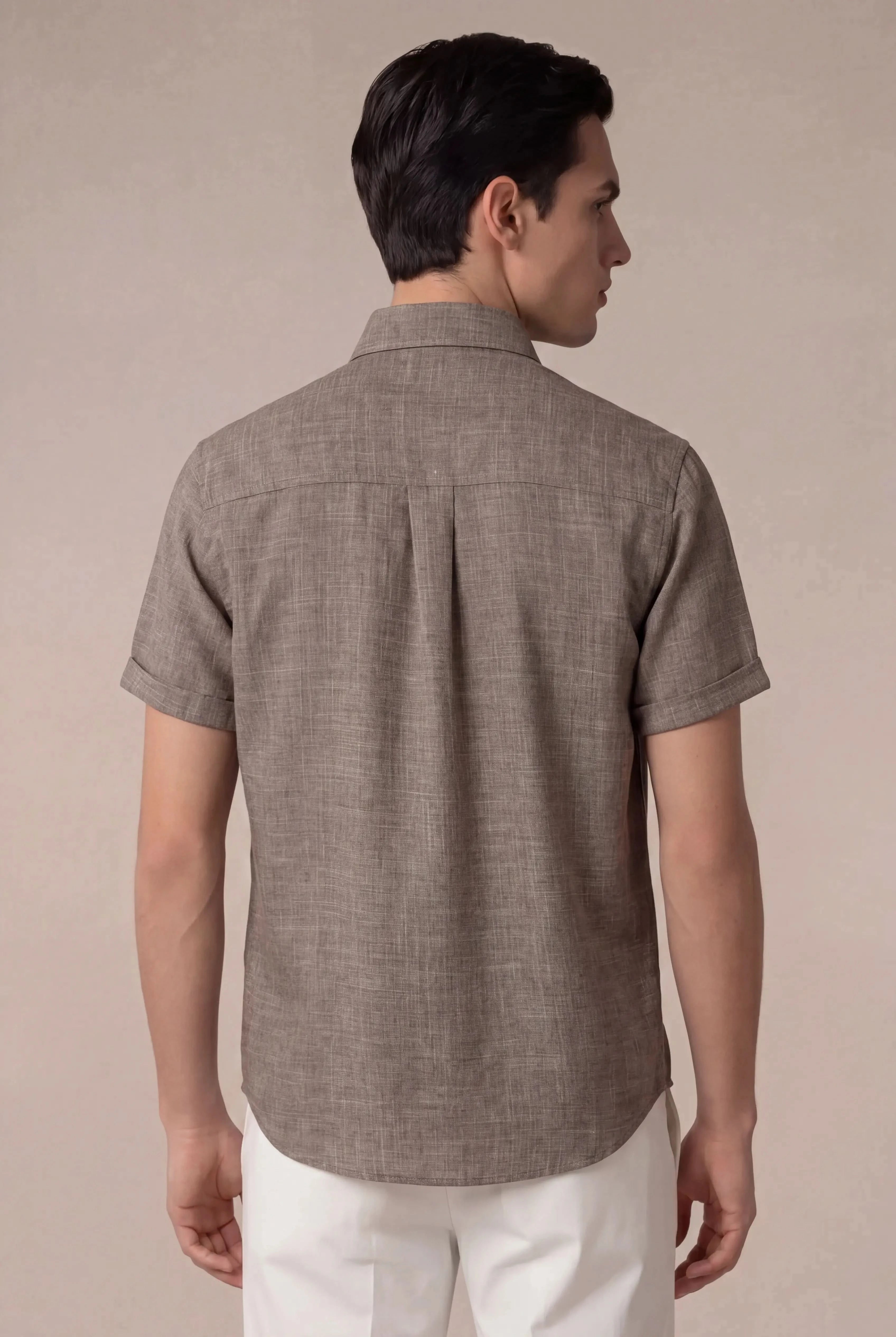 Brentelo Mandarin Shirt Brown