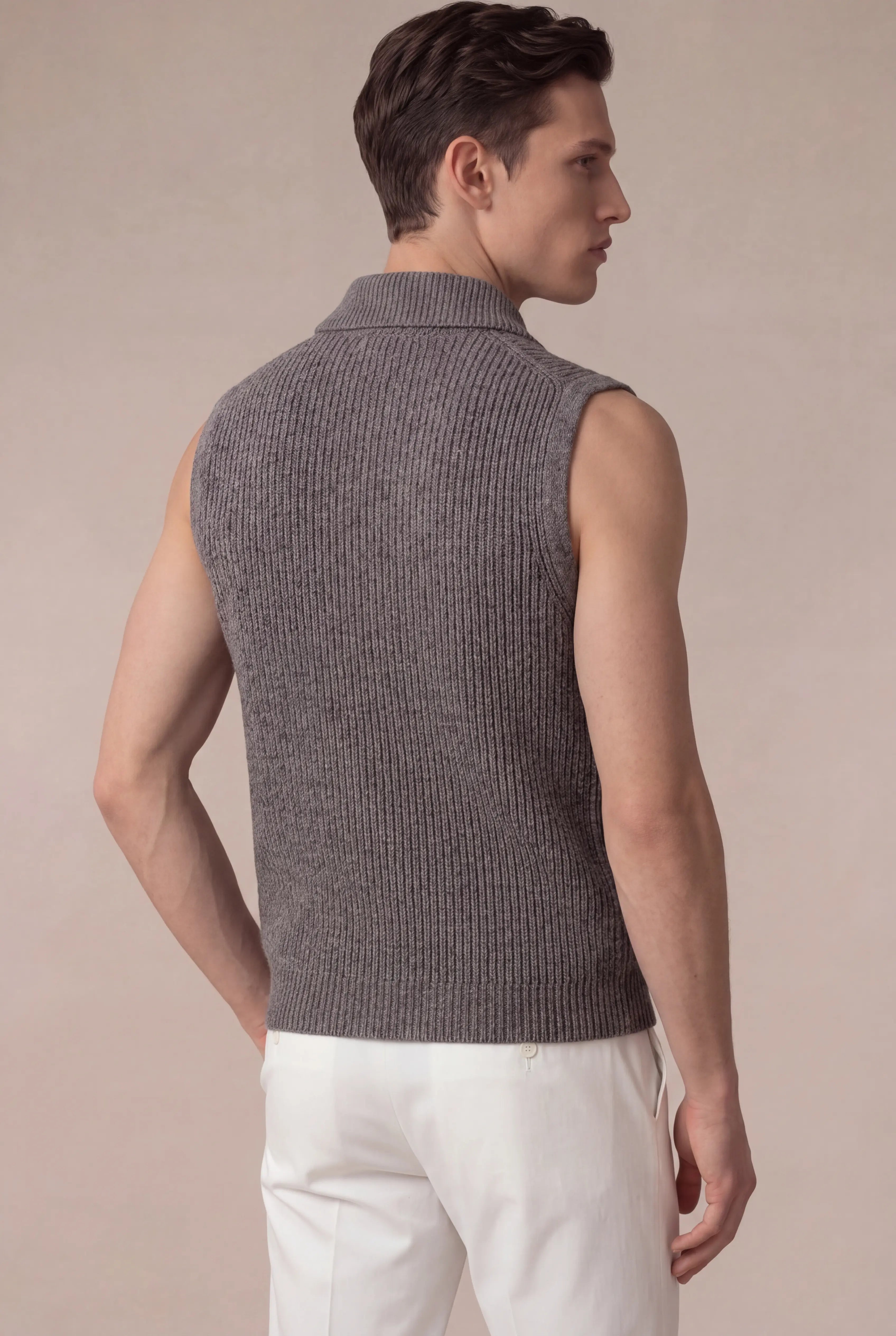 Grendaro Merino Knit Vest Grey