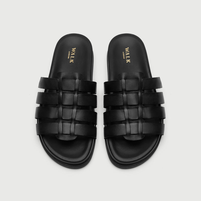 Black Leather Gladiator Sandal