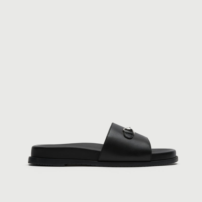 Black Leather Horse Bit Sandal