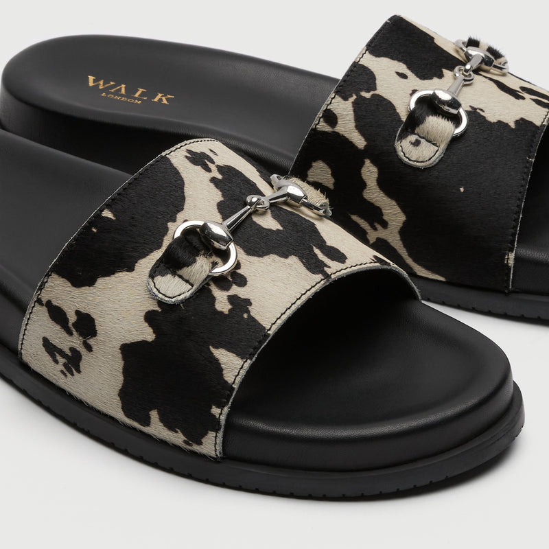 Cow Print Pony Hair Trim Sandal