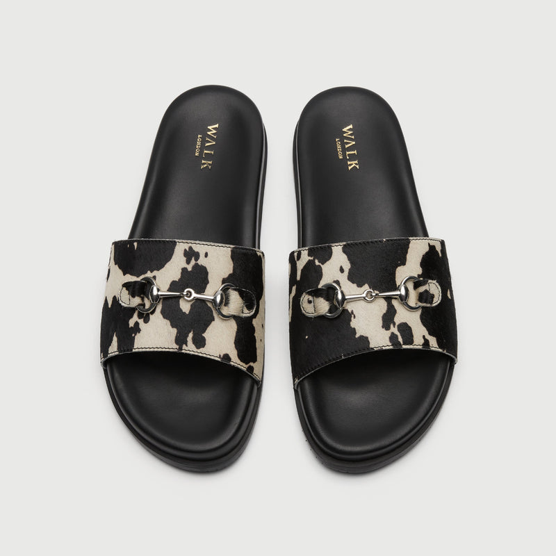 Cow Print Pony Hair Trim Sandal